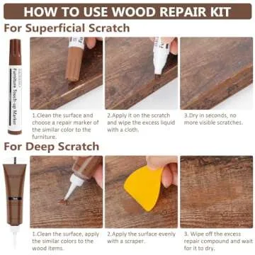 Wood Furniture Repair Kit, 40 Sets-18 Colors Wood Filler Putty and 8 Furniture Touch Up Markers, Vinyl Floor Repair Kit for Scratches Holes, Hardwood Floor Door, Cabinet Table, Bedposts