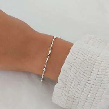 Annika Bella Hand Chain Bracelet, 925 Silver Bracelets for Women, Sterling Silver Jewelry, Jewelry for Teens (Cube Satellite Chain)