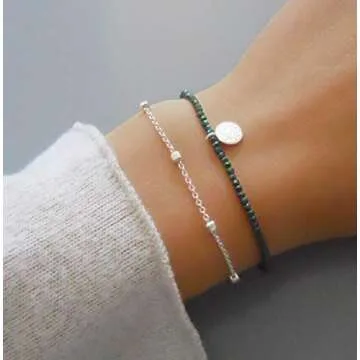 Annika Bella Hand Chain Bracelet, 925 Silver Bracelets for Women, Sterling Silver Jewelry, Jewelry for Teens (Cube Satellite Chain)