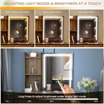 LVSOMT Vanity Desk with Mirror & Charging Station