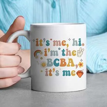TODOLIA -11Oz- It's Me Hi I'm The BCBA It's Me Mug, Funny Board Certified Behavior Analyst Mug, RBT ABA Behavior Therapist Mug - White Ceramic Glossy Mug Gift For Family, Friends, Coworkers