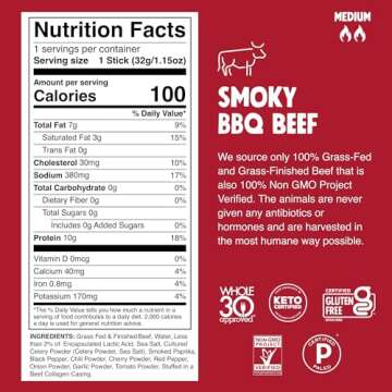 Chomps 6 Flavor Variety Trial Pack - Grass-Fed & Finished Beef and Venison, Keto, Paleo, Low Carb, W...