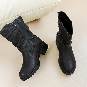 Luoika Women's Wide Width Combat Boots for Comfort