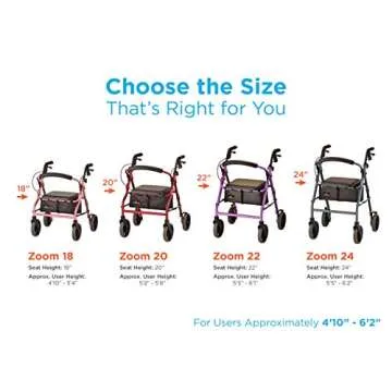 NOVA Zoom Rollator Walker - Adjustable & Stylish Walker