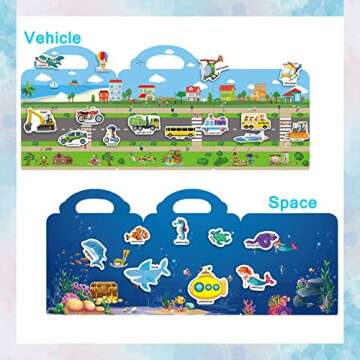 NIDEZON Reusable Sticker Books for Toddlers, 4 Sets Sticker Activity Books for Kids, Travel Sticker Toys for Todders Educational Toys Learning Books Birthday Gifts