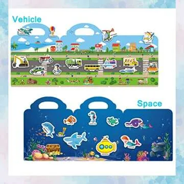 NIDEZON Reusable Sticker Books for Toddlers, 4 Sets Sticker Activity Books for Kids, Travel Sticker Toys for Todders Educational Toys Learning Books Birthday Gifts