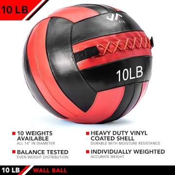 JFIT Wall Ball, Red/Black, 10 LB
