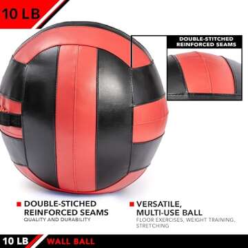 JFIT Wall Ball, Red/Black, 10 LB