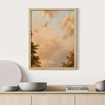 SIGNWIN Framed Autumn Sunset Cloud Landscape Wall Art, Floral/Botanical Wall Decor Prints, Nature Wi...