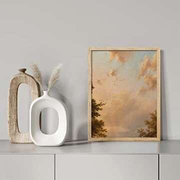 SIGNWIN Framed Autumn Sunset Cloud Landscape Wall Art, Floral/Botanical Wall Decor Prints, Nature Wilderness Wall Décor for Living Room, Bedroom - 12"x16" Natural