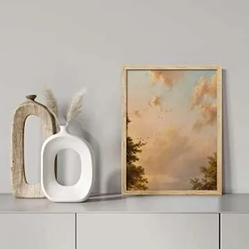 SIGNWIN Framed Autumn Sunset Cloud Landscape Wall Art, Floral/Botanical Wall Decor Prints, Nature Wilderness Wall Décor for Living Room, Bedroom - 12"x16" Natural