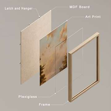 SIGNWIN Framed Autumn Sunset Cloud Landscape Wall Art, Floral/Botanical Wall Decor Prints, Nature Wilderness Wall Décor for Living Room, Bedroom - 12"x16" Natural