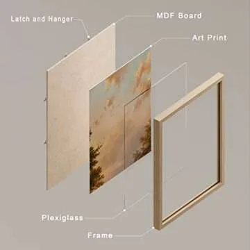 SIGNWIN Framed Autumn Sunset Cloud Landscape Wall Art, Floral/Botanical Wall Decor Prints, Nature Wilderness Wall Décor for Living Room, Bedroom - 12"x16" Natural