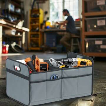 YSSOA Trunk Organizer for Car/SUV/Truck, Collapsible 2 Compartment Automotive Storage Box, 600D Wate...