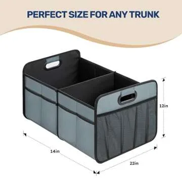 YSSOA Trunk Organizer for Car/SUV/Truck, Collapsible 2 Compartment Automotive Storage Box, 600D Waterproof Oxford Polyester 50L Travel Accessories, Anti-slip & Leak-proof, Grey-Green