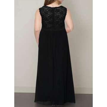 Nemidor Women's Deep- V Neck Sleeveless Vintage Plus Size Bridesmaid Formal Maxi Dress (14,Black)