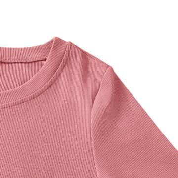 Chulianyouhuo Women's Crew Neck Slim Fit T-Shirt - Dark Pink