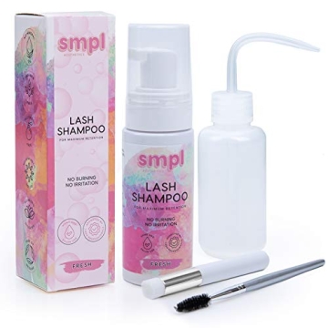 SMPL Aesthetics Eyelash Extension Cleanser, Lash Shampoo, Lash Cleaner for Extensions, Lash Brush, R...