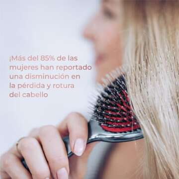 MISEL Boar Bristle Hair Brush and Brush Cleaner Bundle for Women and Men | Detangles Thin or Thick Natural Hair and Hair Extensions | Reduces Breakage | Great for Wavy and Straight Hair | Large