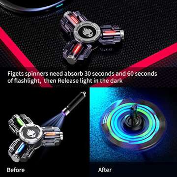INNOPLUS Fidget Spinners, Fidget Spinner Gifts for Adults Kids, Finger Hand Spinner, Metal Fidget Spinner, Fidget Toys, Fidgets for Kids, Stress Anxiety ADHD Relief Figets Toy, Luminous Night Effects
