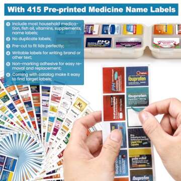 3 Pack 14 Grids Travel Pill Organizer Box with 415-Pcs Medicine Name Labels - Pocket Daily Pharmacy ...