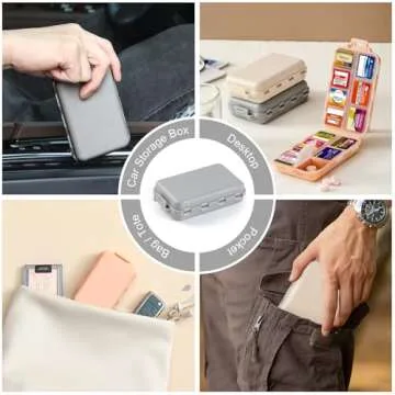 3 Pack 14 Grids Travel Pill Organizer Box with 415-Pcs Medicine Name Labels - Pocket Daily Pharmacy Case Container Kit - Travel Medication Holder Dispenser for Fish Oil Vitamin Supplement Storage