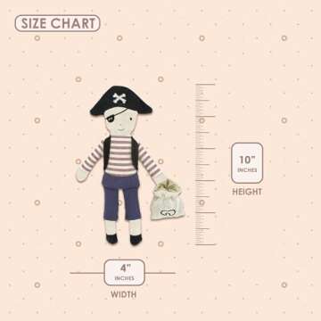 MON AMI Tooth Mate Pirate Fairy Doll with Tooth Bag 10”, Plush Pirate Doll for First Loose Tooth f...