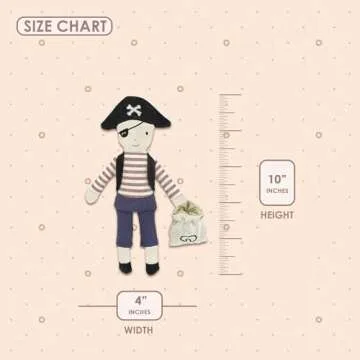 MON AMI Tooth Mate Pirate Fairy Doll with Tooth Bag 10”, Plush Pirate Doll for First Loose Tooth f...