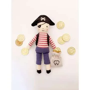 MON AMI Tooth Mate Pirate Fairy Doll with Tooth Bag 10”, Plush Pirate Doll for First Loose Tooth for Boys & Girls