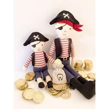 MON AMI Tooth Mate Pirate Fairy Doll with Tooth Bag 10”, Plush Pirate Doll for First Loose Tooth for Boys & Girls