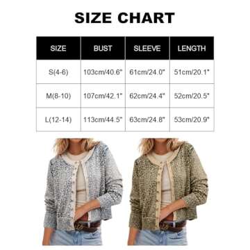 Ziesexy Leopard Cardigan Open Front Button Up Sweaters for Women Long Sleeve Shrug Cheetah Print Top Cropped Cardigan Jackets
