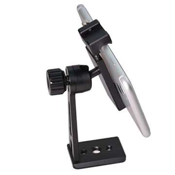Phone Tripod Mount Adapter with Cold Shoe, Riqiorod Smartphone Tripod Holder Clip, Metal 360 degree Rotation Vertical Cell Phone Bracket Compatible with iPhone, Samsung Galaxy, Huawei, LG Google (C10)