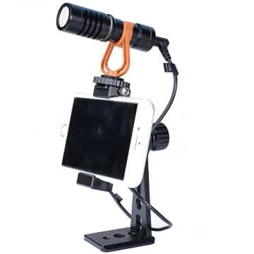 Phone Tripod Mount Adapter with Cold Shoe, Riqiorod Smartphone Tripod Holder Clip, Metal 360 degree Rotation Vertical Cell Phone Bracket Compatible with iPhone, Samsung Galaxy, Huawei, LG Google (C10)