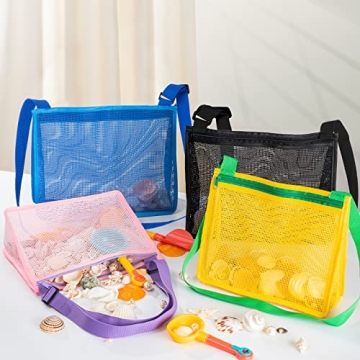 JOTO Beach Mesh Bag Shells Collecting Totes - 4 Pack