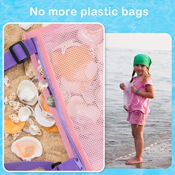 JOTO Beach Mesh Bag Shells Collecting Totes - 4 Pack
