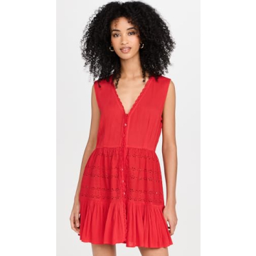 Stylish Playa Lucila Women's Eyelet Dress in Red