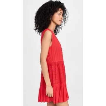 Stylish Playa Lucila Women's Eyelet Dress in Red