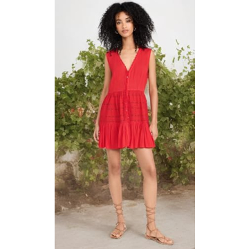 Stylish Playa Lucila Women's Eyelet Dress in Red