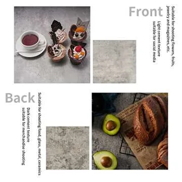 Youngerfoto 2 PCS Photo Backdrop Boards Kit, 24x24in Double Sided Wood Cement Texture Food Backdrops Tabletop Flat Lay Photography Backgrounds for Jewelry Cosmetics Small Product Props
