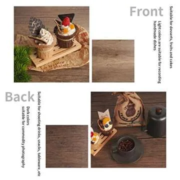 Youngerfoto 2 PCS Photo Backdrop Boards Kit, 24x24in Double Sided Wood Cement Texture Food Backdrops Tabletop Flat Lay Photography Backgrounds for Jewelry Cosmetics Small Product Props