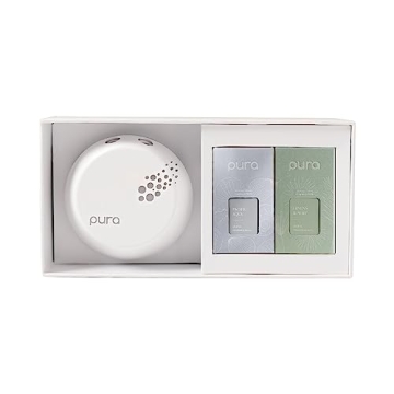 Pura - Smart Home Fragrance Device Starter Set V3 - Scent Diffuser for Homes, Bedrooms & Living Rooms - Includes Fragrance Aroma Diffuser & Two Fragrances - Linens & Surf and Pacific Aqua