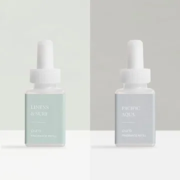 Pura - Smart Home Fragrance Device Starter Set V3 - Scent Diffuser for Homes, Bedrooms & Living Rooms - Includes Fragrance Aroma Diffuser & Two Fragrances - Linens & Surf and Pacific Aqua