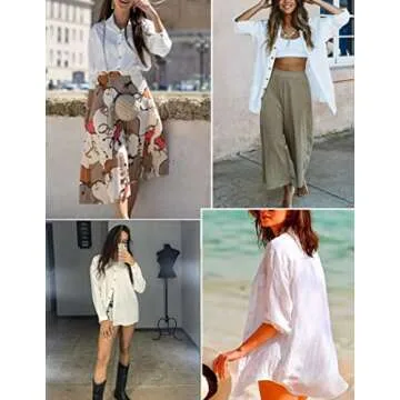 HOTOUCH Women's White Button Down Shirt for Summer Style