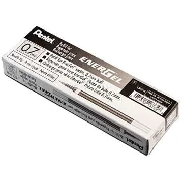 Pentel Refill Ink for EnerGel Liquid Gel Pen, (0.7mm), Medium Line, Needle Tip, Black Ink, Box of 12 (LRN7-A)