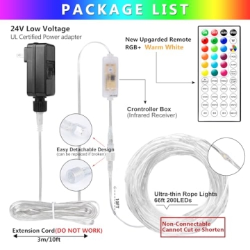 66FT LED Rope Lights - 18 Color Changing Options