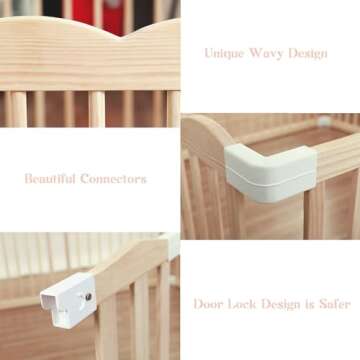 Adjustable Wooden Baby Playpen with Locking Gate