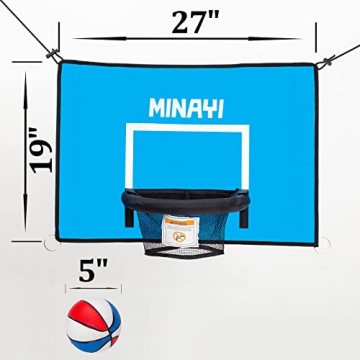 MINAYI Trampoline Basketball Hoop | Fun for Kids Outdoors | Secure Easy Setup