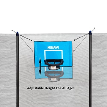 MINAYI Trampoline Basketball Hoop | Fun for Kids Outdoors | Secure Easy Setup