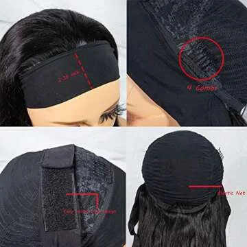 Natural Neflyon Human Hair Headband Wig for Women