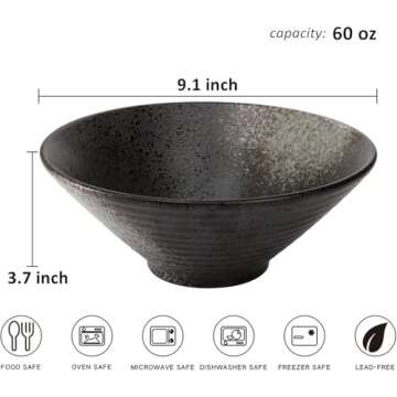 ZOOFOX Ramen Bowl Set with Utensils - 60 oz Capacity